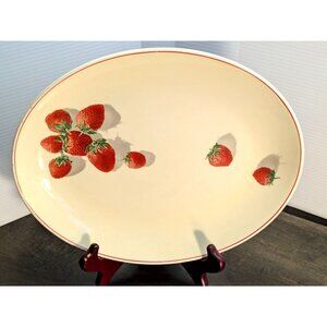 Cavitt-Shaw 1884 Oval Platter Strawberry Shortcake Pattern Ceramic Vintage 1940s